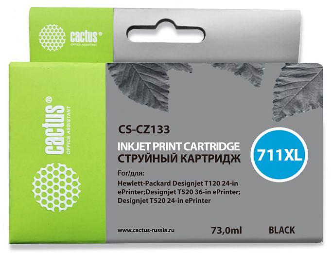 Картридж струйный Cactus CS-CZ133 №711 черный (73мл) для HP DJ T120/T520 фото 1