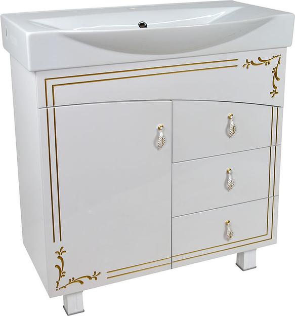 Тумба Милос 85 DORATIZ 9911.771, белая золото, под умывальник Элвис 85 фото 1