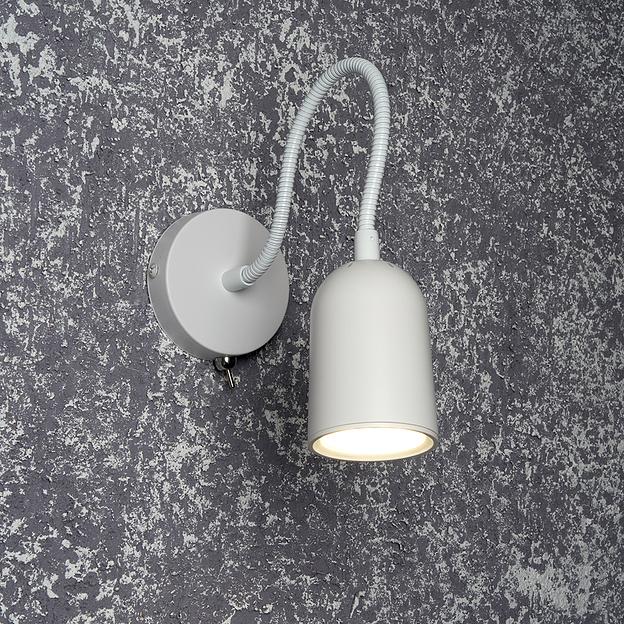 Светильник ДБО GU10 без лампы на гибком основании с выключателем белый фото 2