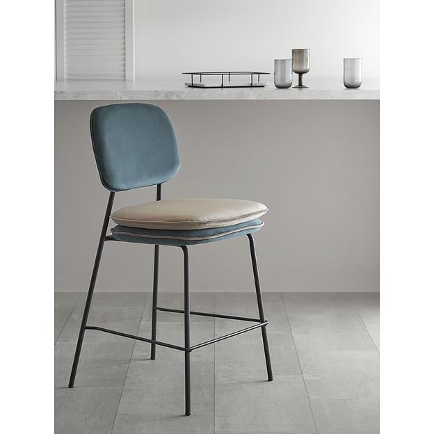 Стул полубарный Pea, велюр, сине-зеленый/бежевый фото 2