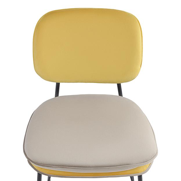 Стул полубарный с контрастным кантом Pea, велюр, желтый/бежевый фото 8