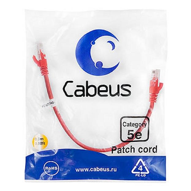 CABEUS PC-UTP-RJ45-CAT.5E-0.3M-RD U/UTP, КАТЕГОРИЯ 5Е, 2XRJ45/8P8C, НЕЭКРАНИРОВАННЫЙ, КРАСНЫЙ, PVC, 0.3М фото 1