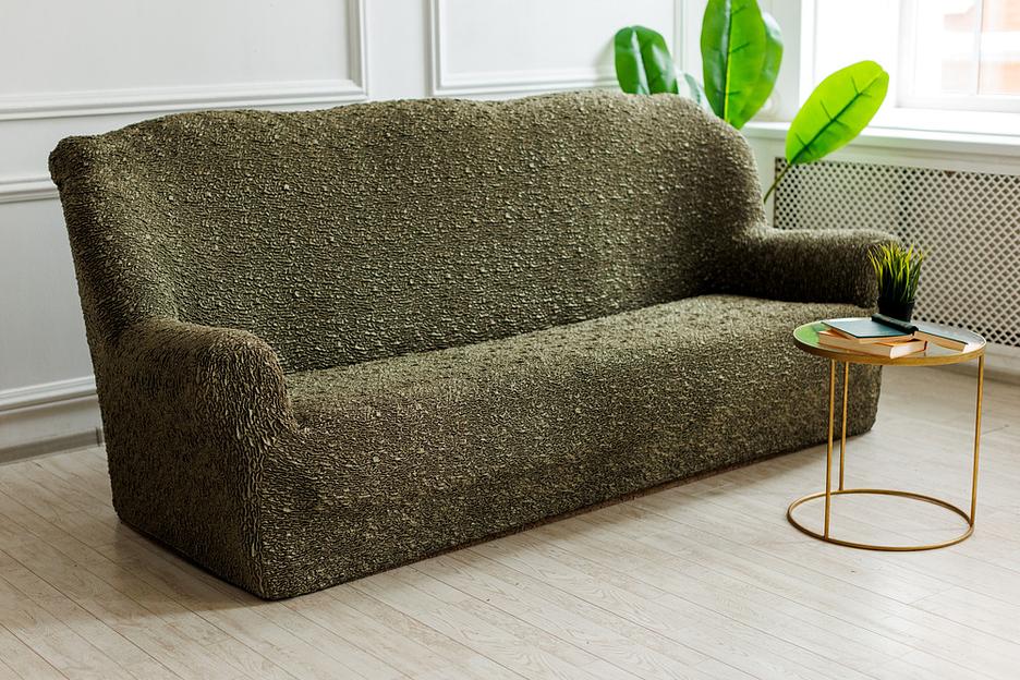 Чехол на трёхместный диван Чехлы&Пледы «Виктория» оливковый ОПТ фото 2