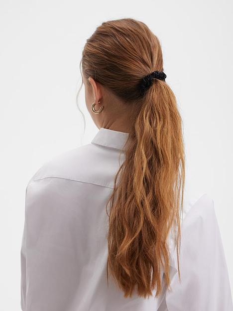 Шёлковая резинка для волос Basic «Black Shine» ОПТ фото 6