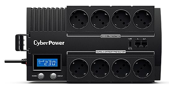 ИБП CyberPower BR700ELCD, Line-Interactive, 700VA/420W, 8 Schuko розеток, USB&USB Charger, RJ11/RJ45, LCD дисплей, Black, 0.23х0.33х0.2м., 6.2кг. CyberPower BR700ELCD фото 2
