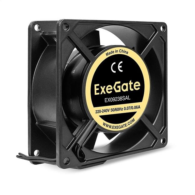 Exegate EX289011RUS Вентилятор 220В AC ExeGate EX09238SAL (92x92x38 мм, Sleeve bearing (подшипник скольжения, алюминиевый корпус, подводящий провод 30 см, 2700RPM, 39dBA, RTL) фото 1