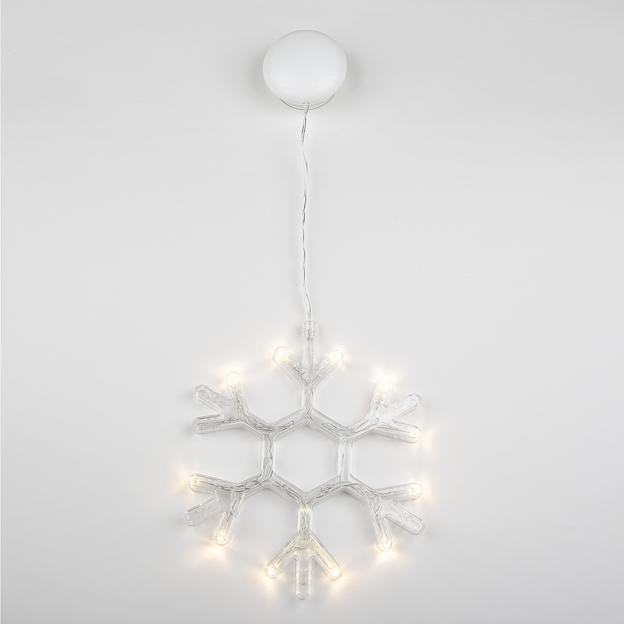 Фигура светодиодная «Снежинка» на батарейках 3AAA (не в/к) ULD-H1819-012/STA/3AAA WARM WHITE IP20 SNOWFLAKE 18х19см Подвесная 12 светодиодов Теплый белый свет Провод прозрачный фото 1