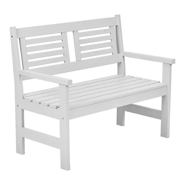 Скамья деревянная для сада и дачи, для 2-х человек Хольмен светло-серая ОПТ фото 4