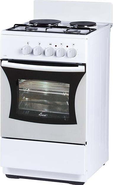 Плита Комбинированная Flama RK 2201 W белый (без крышки) реш.сталь никелированная фото 1