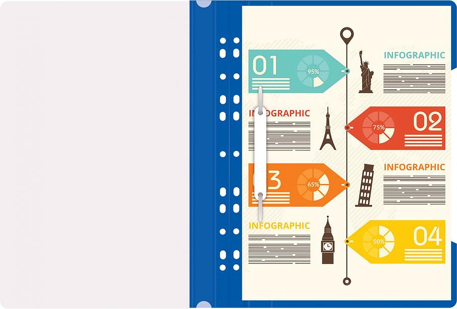 Папка-скоросшиватель Бюрократ PS-P20BLU A4 прозрач.верх.лист боков.перф. пластик синий фото 5