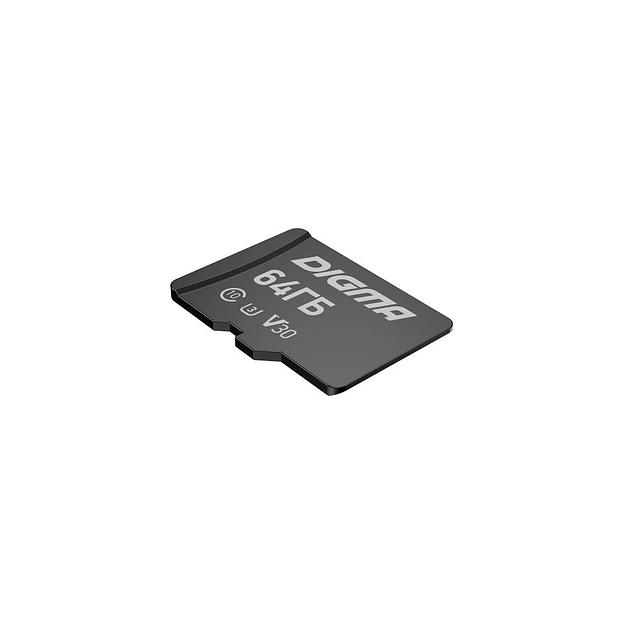 Карта памяти microSDXC UHS-I U3 Digma 64 ГБ, 80 МБ/с, Class 10, CARD30, 1 шт., переходник SD [dgfca064a03] фото 1