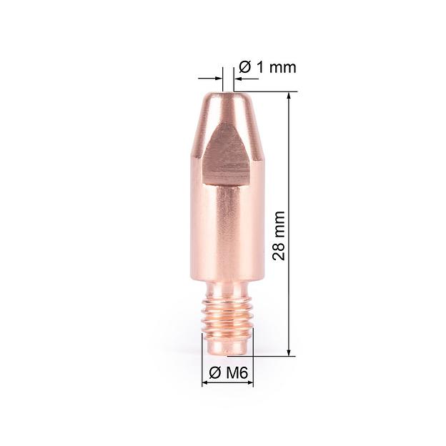 Наконечник горелки полуавтомата CuCrZr М6х28х1,0мм Varteg фото 1