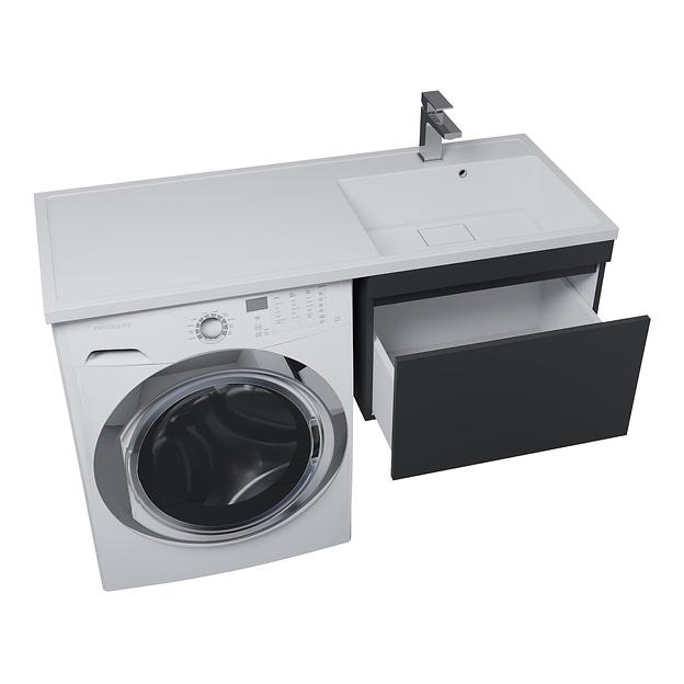 Тумба под стиральную машину Uperwood Magenta, 60 см, подвесная, черная, выдвижной ящик фото 2