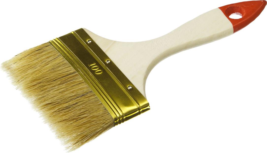 Кисть плоская ЗУБР "УНИВЕРСАЛ-ОПТИМА", светлая щетина, деревянная ручка, 100мм [01099-100_z01] фото 1