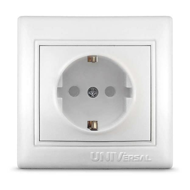 Розетка 1-м СП Севиль 16А IP32 с заземл. защ. шторки бел. UNIVersal С0049 фото 1