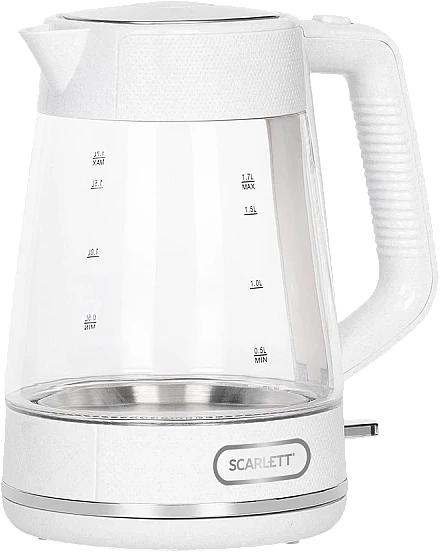 Чайник электрический Scarlett SC-EK27G104 1.7л. 2200Вт белый корпус: стекло фото 4