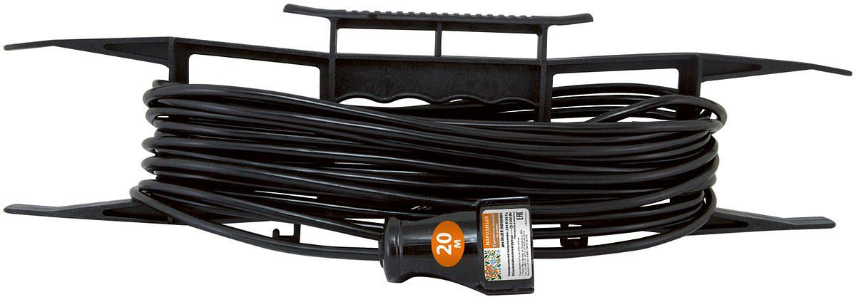 Удлинитель-шнур на рамке силовой народный ПВС 2200 Вт с/з, 20м, штепс. гнездо фото 1