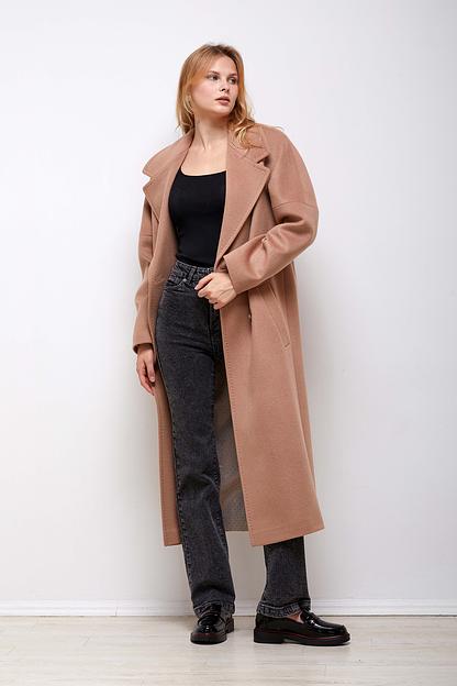 Женское демисезонное пальто двубортное Mmoda кэмл, арт.2223725-6 фото 1