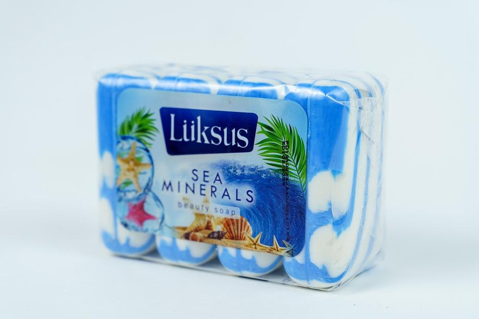 Мыло твёрдое Luksus «Морские минералы» в экоупаковке 4×90 г, опт фото 1