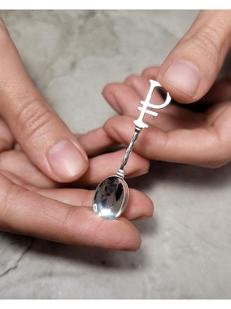 Подарок сувенир ложка загребушка «Рубль» в кошелек серебро фото 2