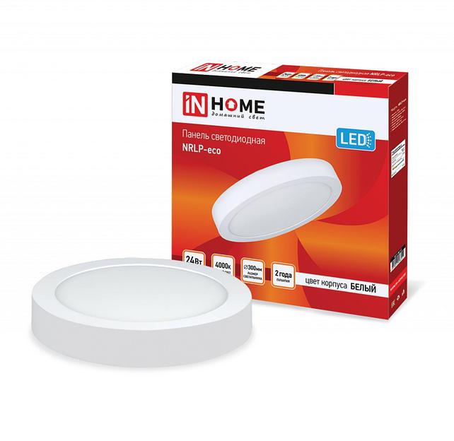 Панель светодиодная накладная круглая NRLP-eco 24Вт 230В 4000К 1680Лм 300мм белая IP40 IN HOME фото 1
