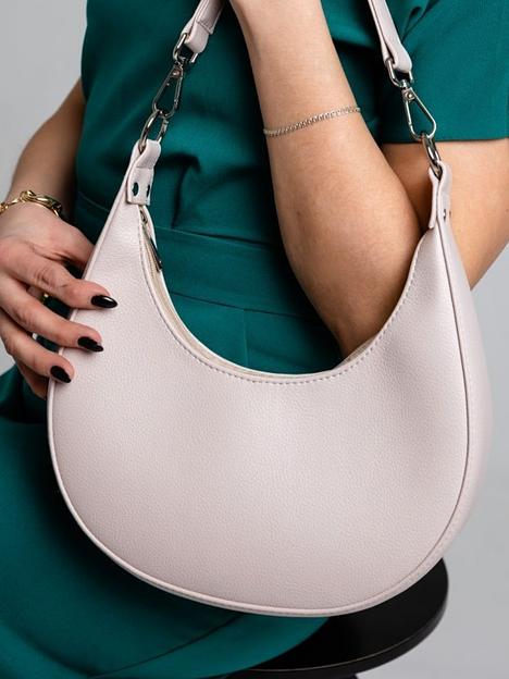 Женская сумка-полумесяц серо-бежевая опт фото 3