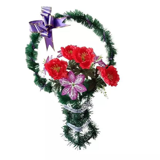 Рит-ная корзина Сунита (пионы,лилии) ф262-р100-Бнт-Лнт-з224-л47-д103-г532-г535 85см фото 1