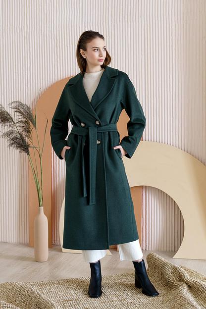 Женское демисезонное пальто деловое Mmoda изумрудный, арт.22М10 фото 3