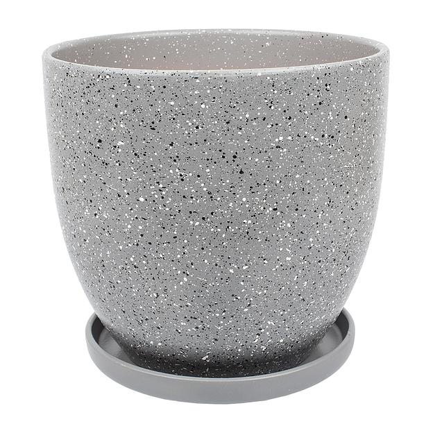 Керамический горшок Терраццо с подставкой, 4,7 л., Д215 Ш215 В200, серый фото 1