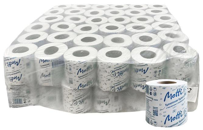 Бумага туалетная Motti бытовая 1-нослойная 54м белый (уп.:72рул) (105472) фото 1