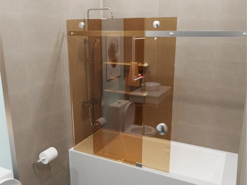 Душевое ограждение прямоугольное КазСтекло КС-170К тонированное прозрачное бронза фото 1