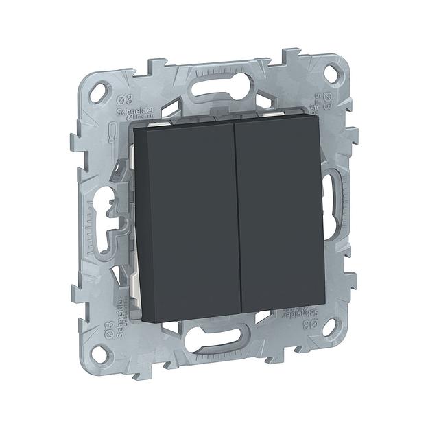 Переключатель двухклавишный SE NU521354 Unica New антрацит NU521354 фото 1