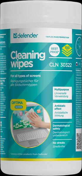 Defender Салфетки для экранов CLN 30322 Optima 100 шт,туба,термобонд Defender CLN 30322 Optima 100 шт, туба, термобонд фото 1