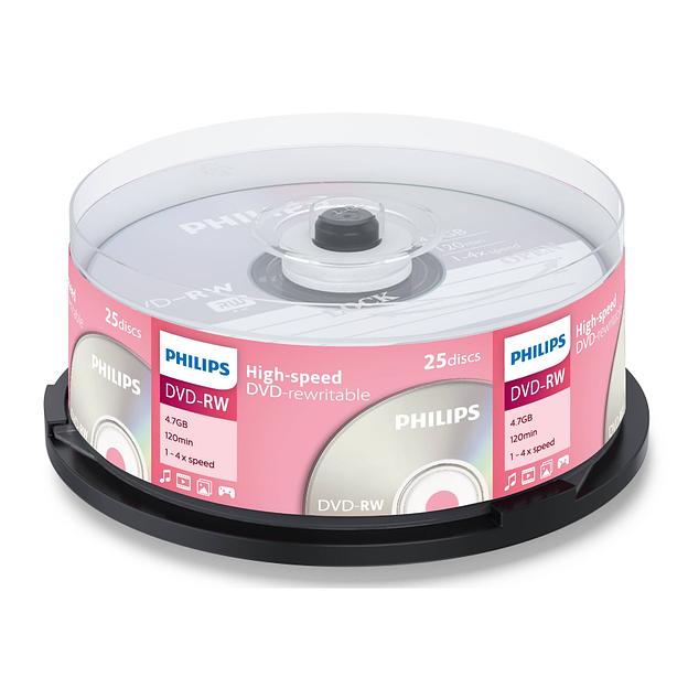 Диск DVD-RW Philips 4.7 Gb, 4x, Cake Box (25) фото 1