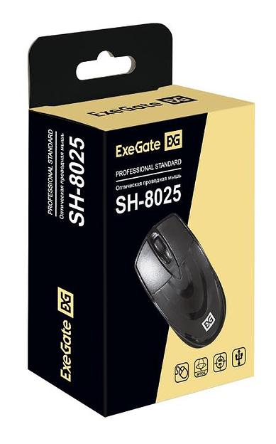Exegate EX295306RUS Мышь ExeGate Professional Standard SH-8025 (USB, оптическая, 1000dpi, 3 кнопки и колесо прокрутки, длина кабеля 1,5м, черная, Color Box) фото 5