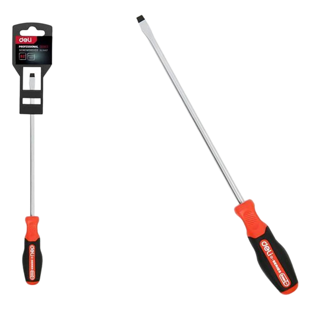 Шлицевая DL3452 SL8x250мм сталь S2, матовый стержень, двухкомпонентная прорезиненная рукоять фото 1