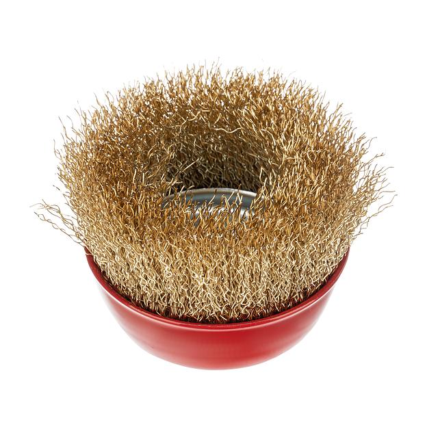 Щетка MATRIX для УШМ, 75 мм, М14, "чашка", латунированная витая проволока// 74604 фото 2