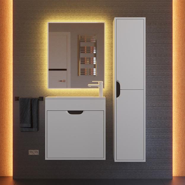 Тумба под раковину для ванной Uperwood Modul 60 см, подвесная, матовая, белая/графит фото 7