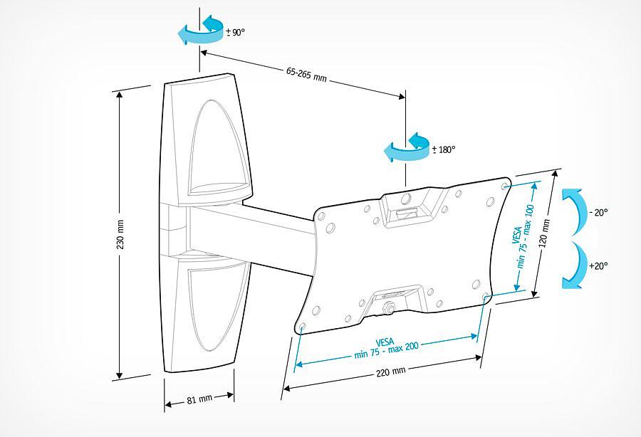 Кронштейн для телевизора Holder LCDS-5063 белый 19"-32" макс.30кг настенный поворот и наклон фото 2