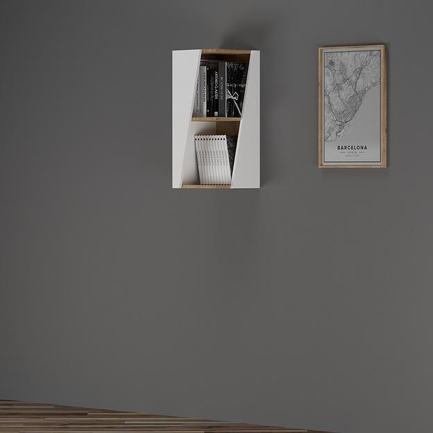 Стеллаж угловой «Астион» 2100×316×316 белый / дуб бунратти опт фото 2