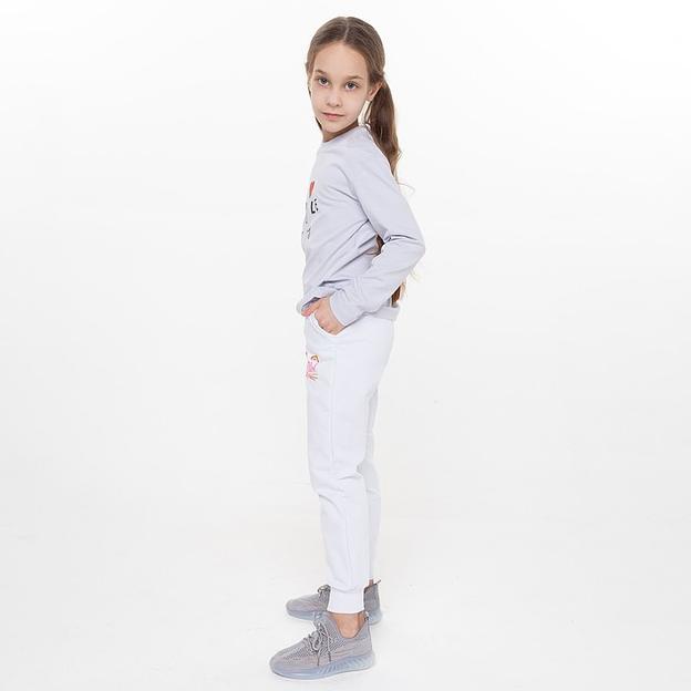 Брюки для девочки, рост 116 см светло-серый ОПТ фото 4