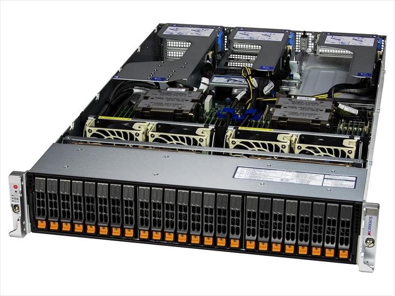 Сервер Supermicro Hyper A+ Server 2U 2125HS-TNR noCPU(2)9004 EPYC/TDP 290W/no DIMM(24)/24 NVME(SATA/SAS optional)/2-port 10GBase-T/2x1600W(2nd config) фото 1