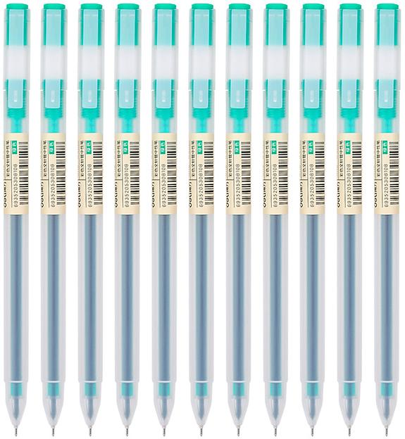 Ручка гелев. Deli A119-GN прозрачный зел. черн. линия 0.5мм фото 3