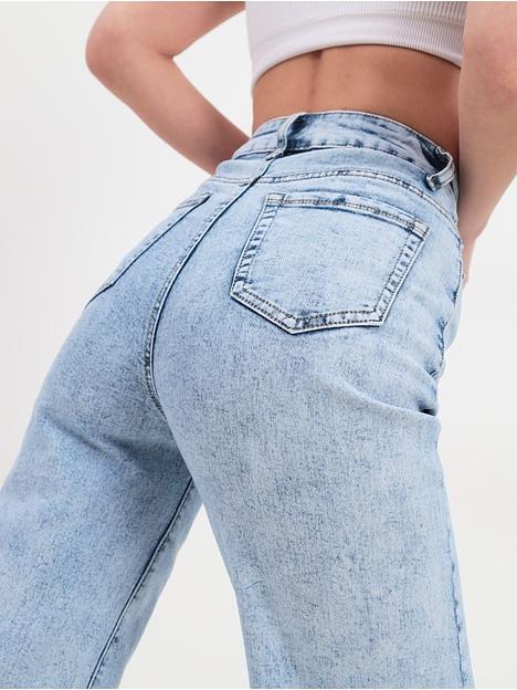 Джинсы женские клеш с высокой посадкой трубы светлые широкие ОПТ фото 1