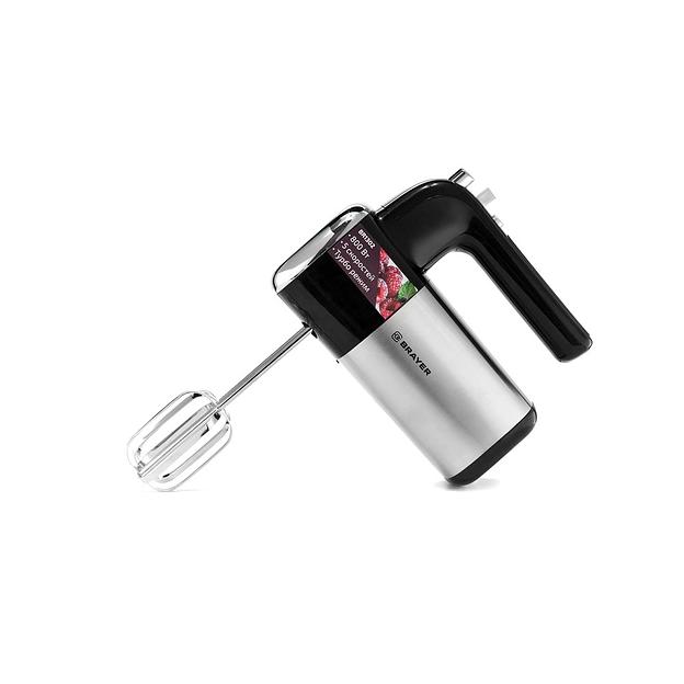 BRAYER 1302BR Миксер 800 Вт, 5 скор.реж, турбо,насад. венчики, насад для взбивания фото 1