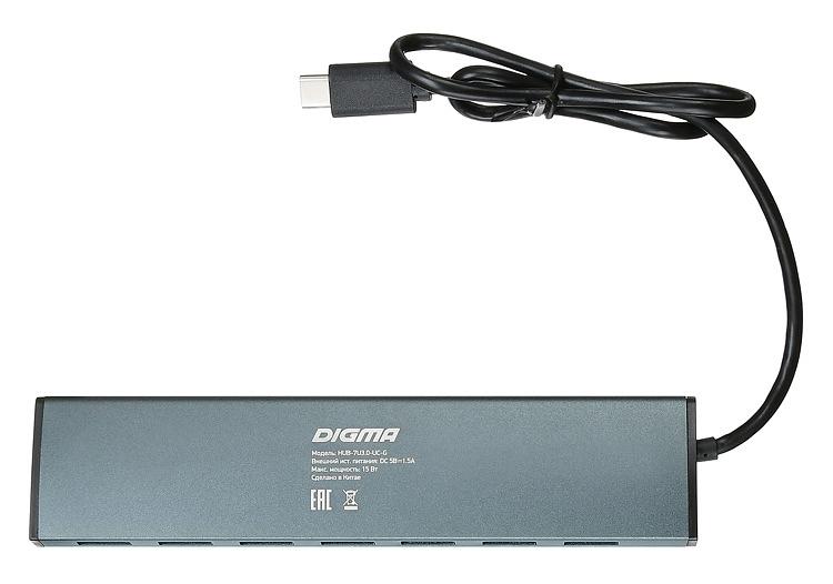 Разветвитель USB-C Digma HUB-7U3.0-UC-G 7порт. серый фото 4