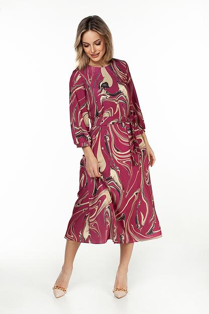 Платье женское  5993/03/Малиновый, бежевый  фото 3