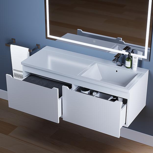 Тумба под раковину для ванной Uperwood Tanos 120 см, подвесная, правая, белый фото 4