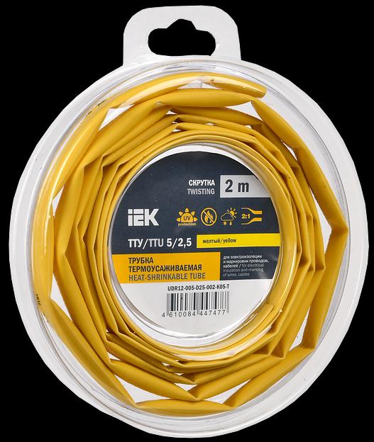 Трубка термоусадочная ТТУ нг-LS 5/2,5 желтая (2м/упак) IEK фото 1