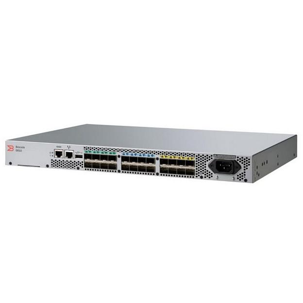 Brocade G610S 24-port FC Switch, 8-port licensed, 8x 32Gb SWL SFP+, 1 PS, Rail Kit фото 1